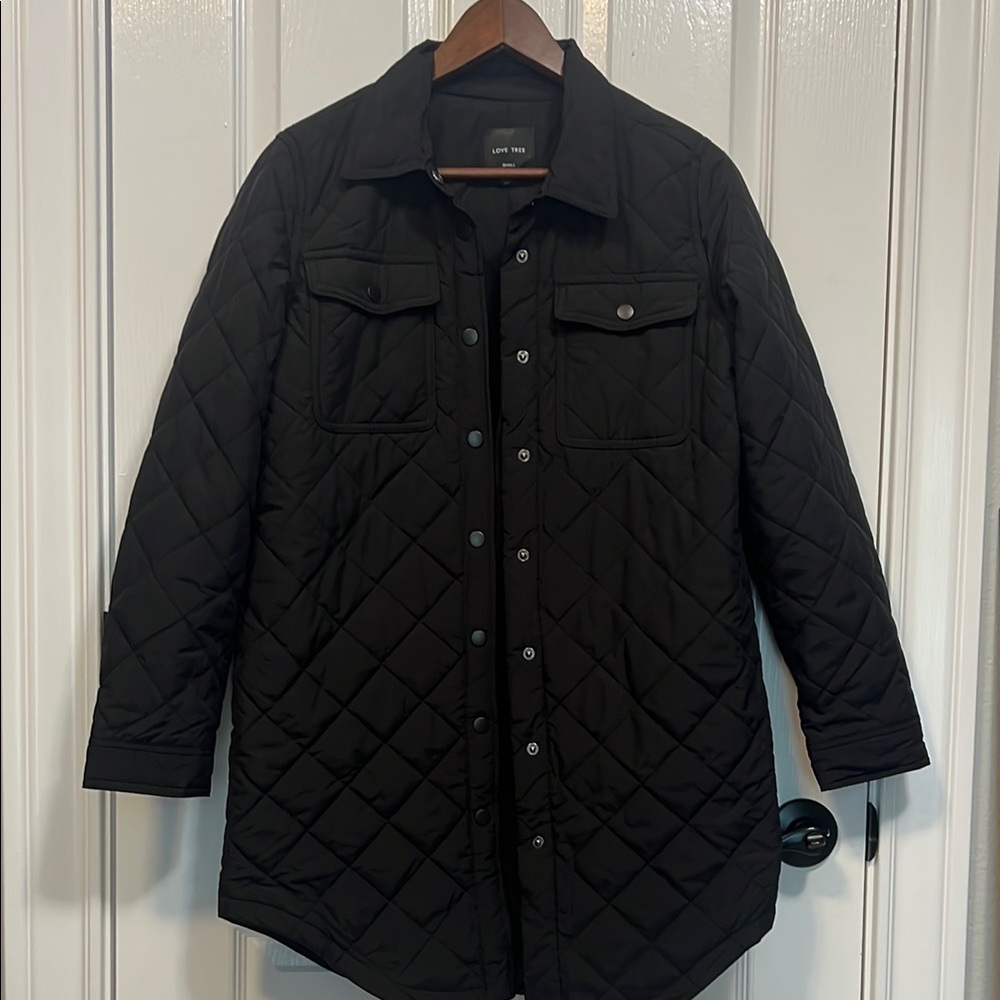 Love Tree Black Quilted Shirt Jacket